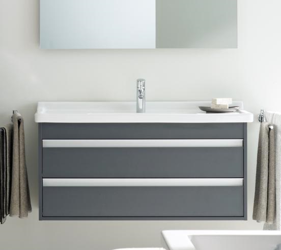 Тумба подвесная под раковину Duravit Ketho KT643002121 с двумя выдвижными ящиками, орех тёмный