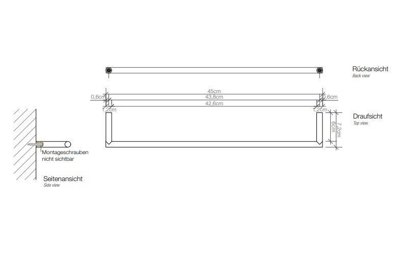 Настенный полотенцедержатель-перекладина DECOR WALTER Mikado MK HTE 45 520860 цвет Чёрный матовый