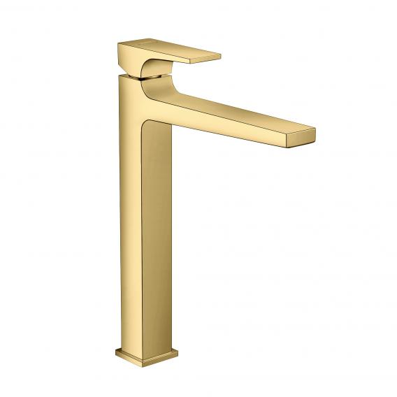 Смеситель для раковины однорычажный Hansgrohe Metropol 32512990 со сливным донным клапаном Push-Open, полированное золото