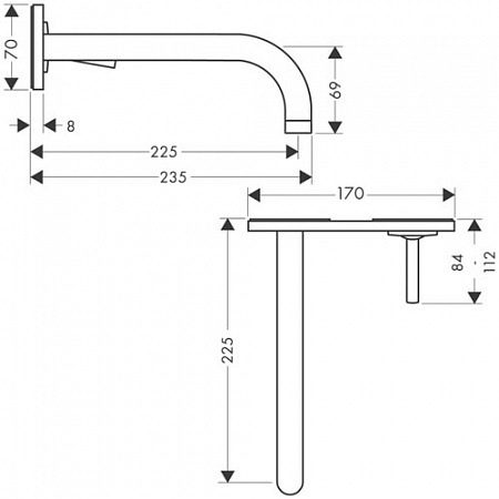 Смеситель для раковины AXOR Uno 38115000 настенный хром