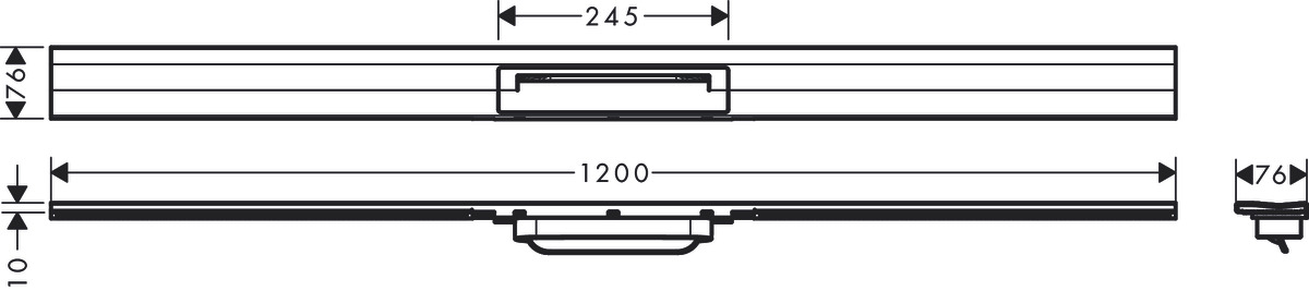 Внешняя часть линейного слива для укорачиваемого душа HANSGROHE RainDrain Flex 56054800 1200 мм, для пристенного монтажа, полированная сталь