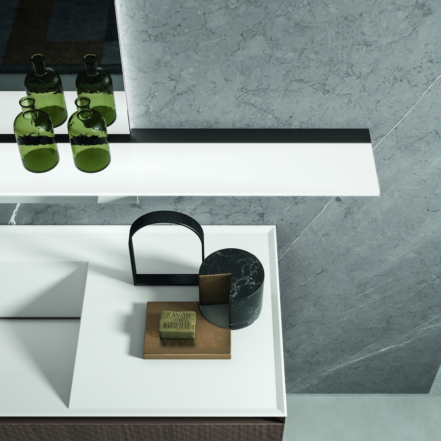 Комплект мебели BMT IKON IK-03    1400х2000х502 мм, раковиной, полкой и зеркалом, цвет Burnt Walnut