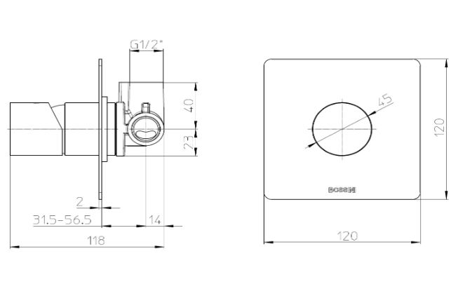 Внешняя часть смесителя для душа BOSSINI NOBU INZ071.075 на 2-5 потребителей, цвет Матовая нержавеющая сталь