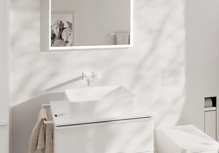 Однорычажный настенный смеситель для раковины Hansgrohe Tecturis E 73051700 излив 225 мм, скрытого монтажа, цвет Белый матовый