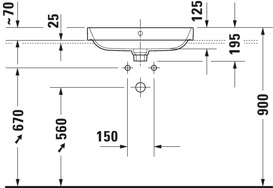 Раковина встраиваемая сверху Duravit Happy D.2 Plus 2360601300 60х46см