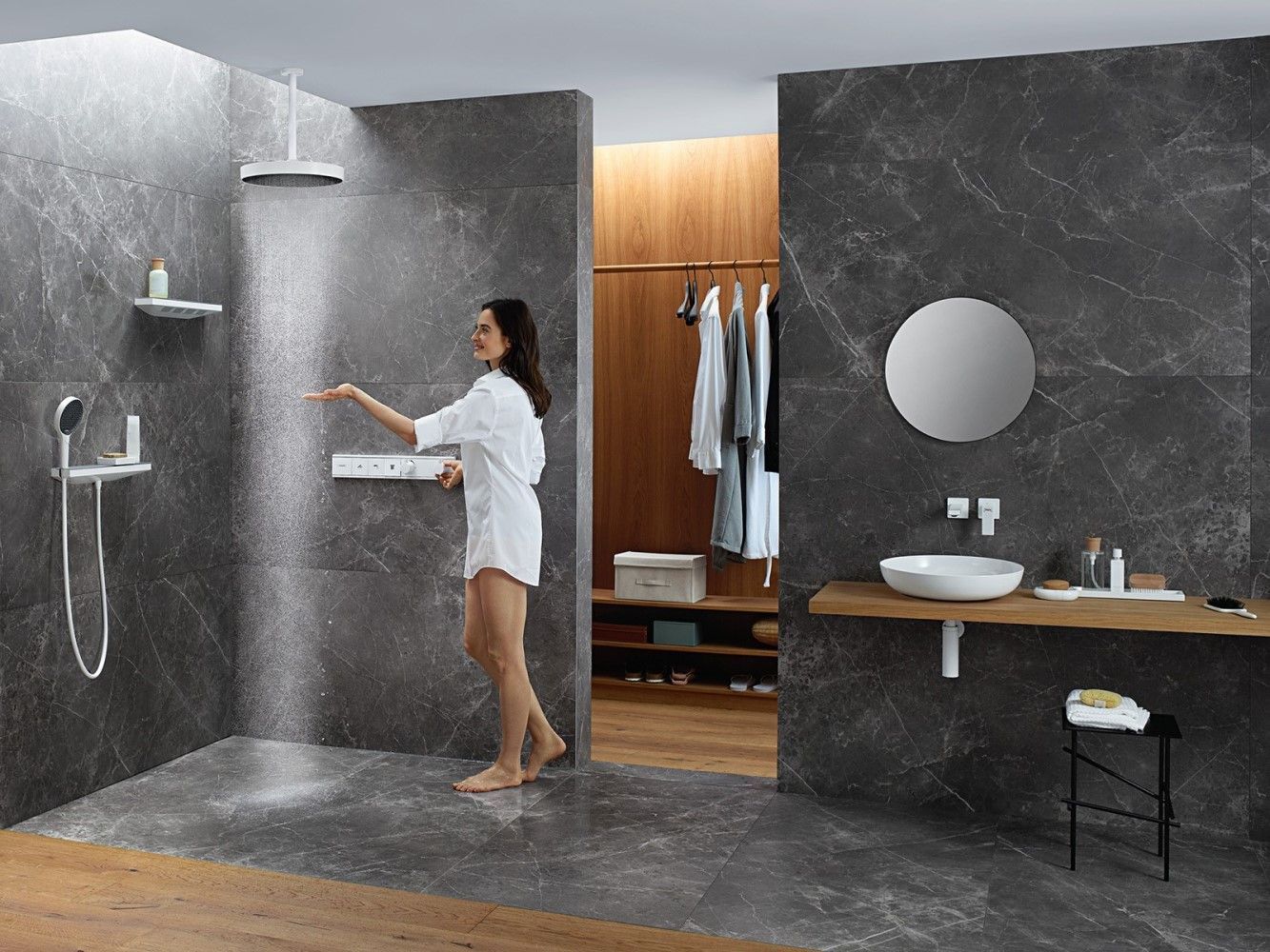 Верхний душ Hansgrohe Rainfinity 360 1jet 26231700 с потолочным кронштейном, белый матовый