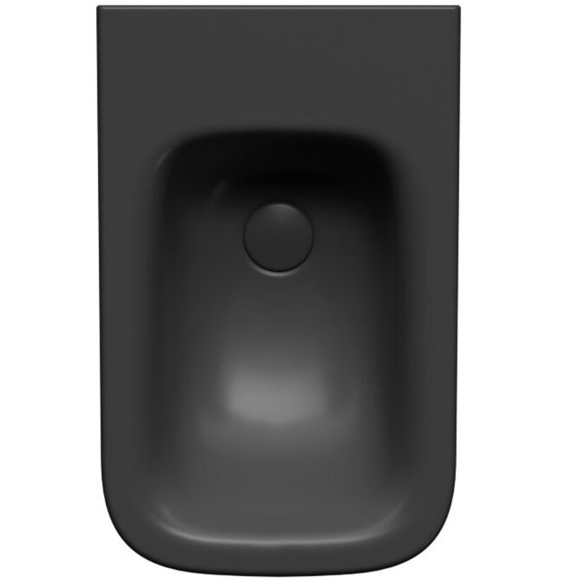Биде подвесное GSI NUBES 9665FR5126 550 мм х 350 мм, с отверстием под смеситель, с переливом, с креплением, цвет Чёрный матовый Ardesia (старый артикул 9665126/ 9665FR2126)