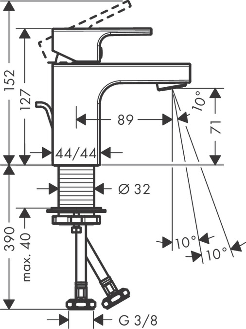 Смеситель для раковины HANSGROHE Vernis Shape 71560000 cо сливным гарнитуром, хром