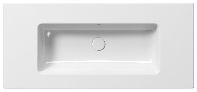 Раковина накладная/подвесная GSI PURA 8886011 1020 мм х 460 мм, без отверстия под смеситель, с переливом, без крепежа, цвет Белый глянцевый