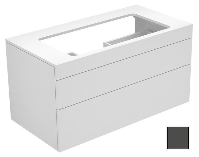 Тумба подвесная под раковину KEUCO EDITION 11 31582 390000 без отверстия под смеситель, с двумя выдвижными фронтами, корпус/фасад структурный лак, антрацит