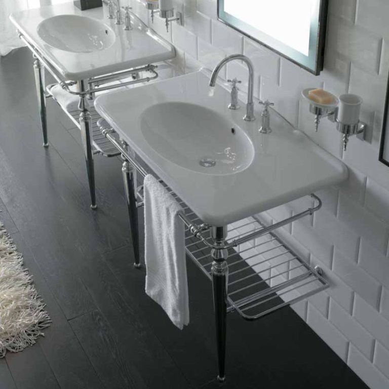 Напольная металлическая консоль для раковины GLOBO PAESTUM PATC23 530 мм х 1000 мм х 820 мм, хром