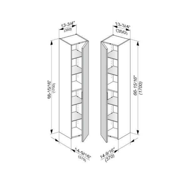 Шкаф - пенал высокий подвесной KEUCO EDITION 11 31330 890001 петли слева, 4 стеклянные полки, корпус/фасад шпон, светлый дуб