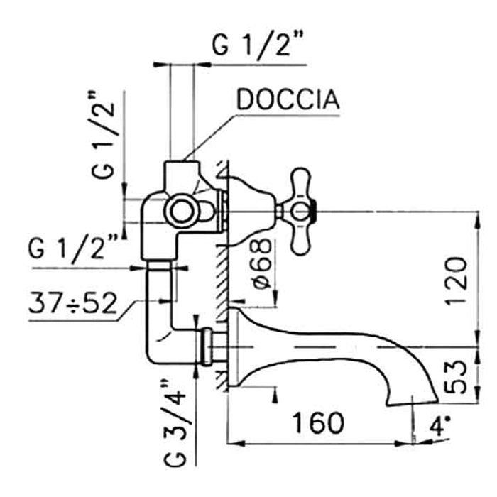 Излив для ванны NICOLAZZI DOCCIA C2503CR Хром