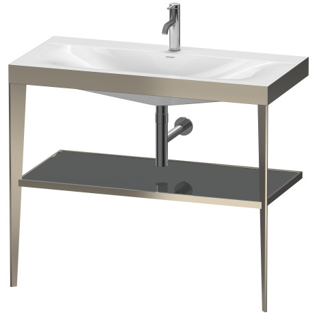 Напольная консоль DURAVIT XViu/C-bonded XV4716OB189 1000 мм х 850 мм, с умывальником Viu, 1 отверстие под смеситель, с полкой, матовое шампанское/фланелево-серый глянцевый лак