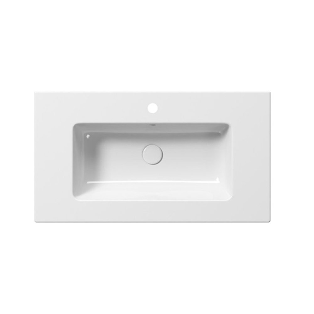 Раковина накладная/подвесная GSI PURA 8885111 820 мм х 460 мм, с отверстием под смеситель, с переливом, цвет белый глянцевый