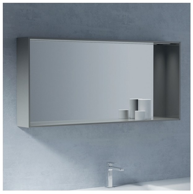 Зеркало прямоугольное с полкой для ванной комнаты BMT BLUES 4.0  901 453 170 06   1700х600х135 мм, Metallic Titanium