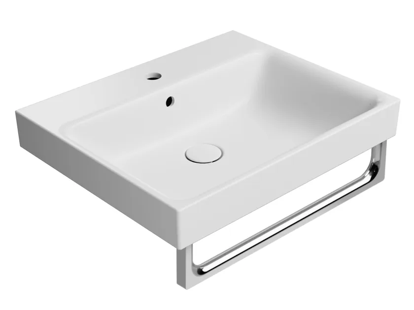 Раковина накладная/подвесная GSI NUBES 9631109 600 мм х 500 мм, с отверстием под смеситель, с переливом, белая матовая