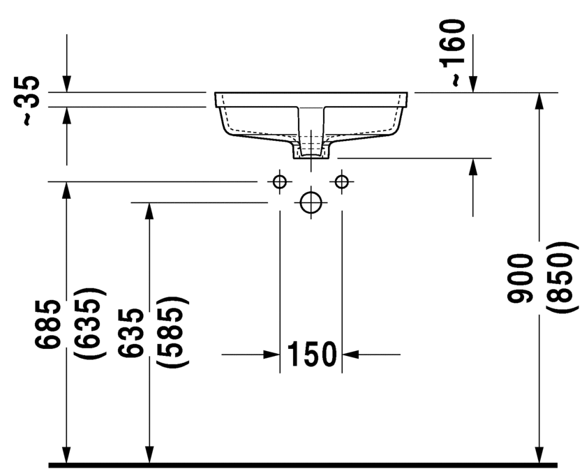 Раковина встраиваемая снизу  Duravit Vero 0330430000 46х35 см