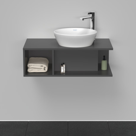 Тумба подвесная под раковину DURAVIT D-Neo DE493804949 800 мм х 480 мм, с консолью, с открытой полкой слева, графит матовый