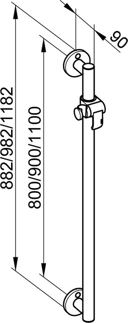 Душевая штанга 1182 мм в комплекте с держателем лейки KEUCO PLAN CARE 34912 011100 Хром