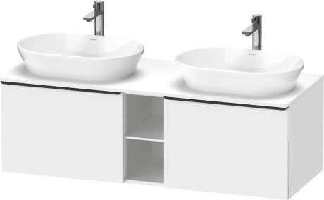 Тумба подвесная под две раковины DURAVIT D-Neo DE4950B1818 1400 мм х 550 мм, с 2 выдвижными ящиками и открытой полкой, белый матовый