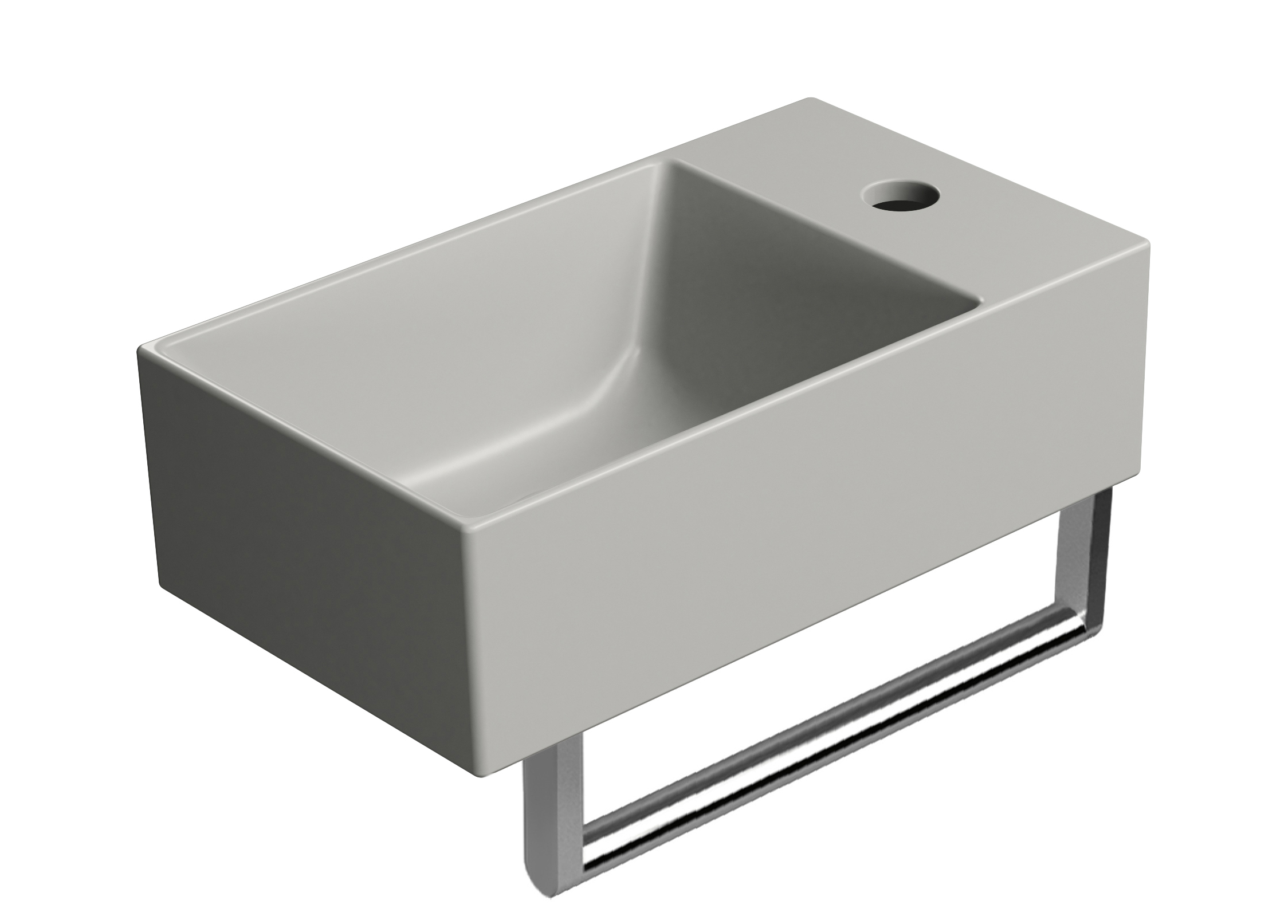 Раковина накладная/подвесная прямоугольная GSI KUBE X 9484117   400 мм х 230 мм, с отверстием под смеситель справа/слева, цвет Cenere Matte