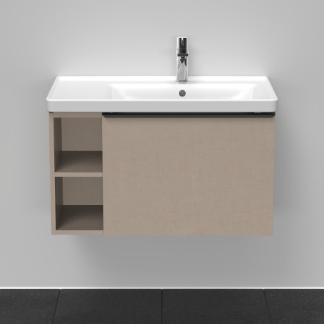 Тумба подвесная под раковину DURAVIT D-Neo DE425707575 784 мм х 452 мм, с выдвижным ящиком и открытой боковой полкой, лён