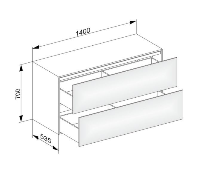 Тумба боковая подвесная KEUCO EDITION 11 31327 330000 с двумя выдвижными фронтами, корпус/фасад шлифованный лак, чёрный