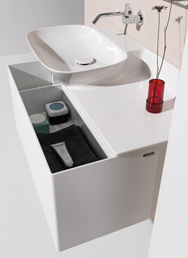 Тумба подвесная   Laufen  INO  4.2540.1.030.171.1   77 см под раковину   8.1330.1/2, 1 ящик, фасад алюминий, шпон натуральный.