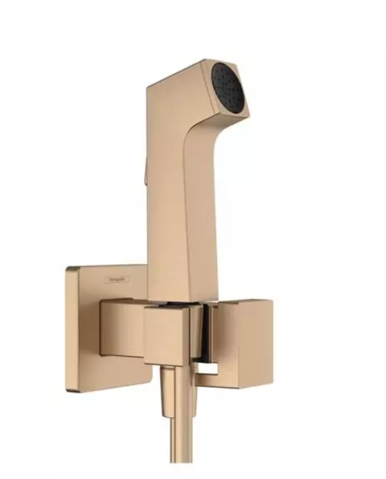Гигиенический комплект HANSGROHE Bidette S 1 jet 29233140 со шлангом и держателем, цвет Шлифованная бронза