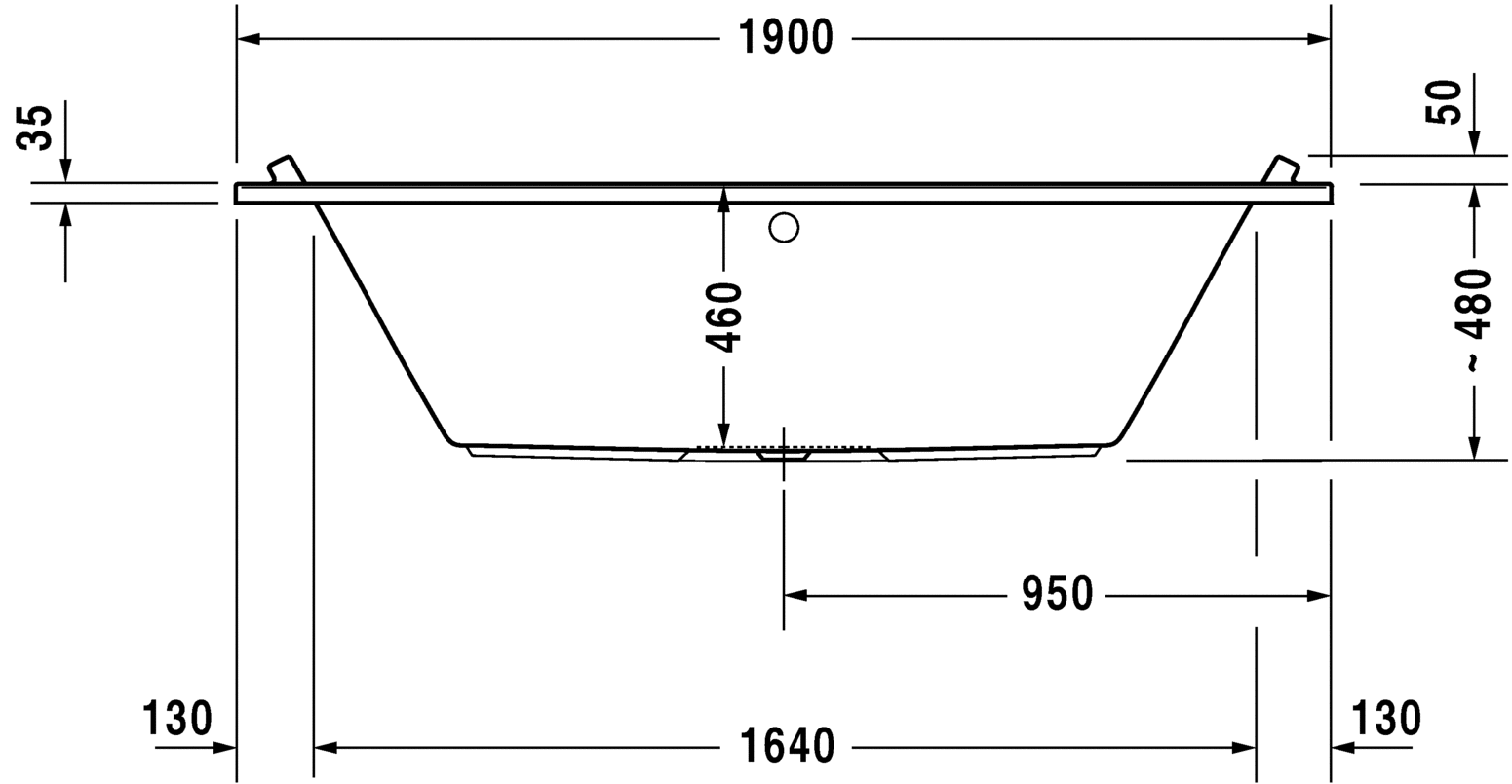 Акриловая ванна Duravit Starck 700340000000000 1900 х 900 c двумя наклонами для спины, встраиваемая версия или версия с панелями, белая