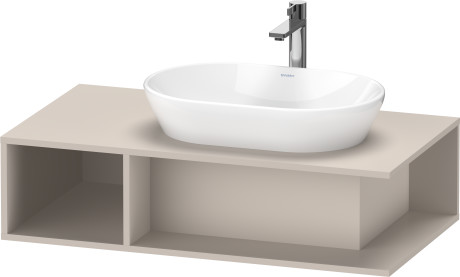 Тумба подвесная под раковину справа DURAVIT D-Neo DE495909191 1000 мм х 550 мм, с открытой боковой полкой слева и консолью, серо-коричневый матовый