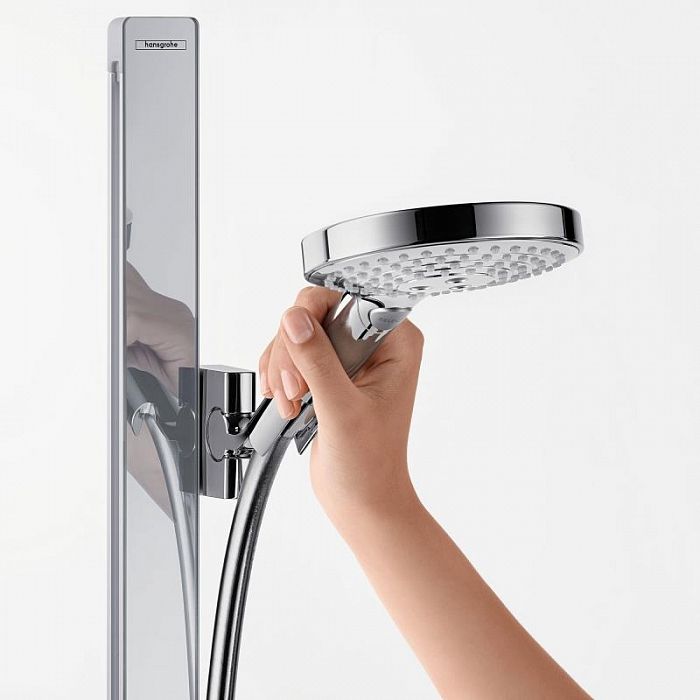 Штанга для душа HANSGROHE Unica E 27640400 с держателем для лейки, полкой и шлангом, цвет Белый/Хром