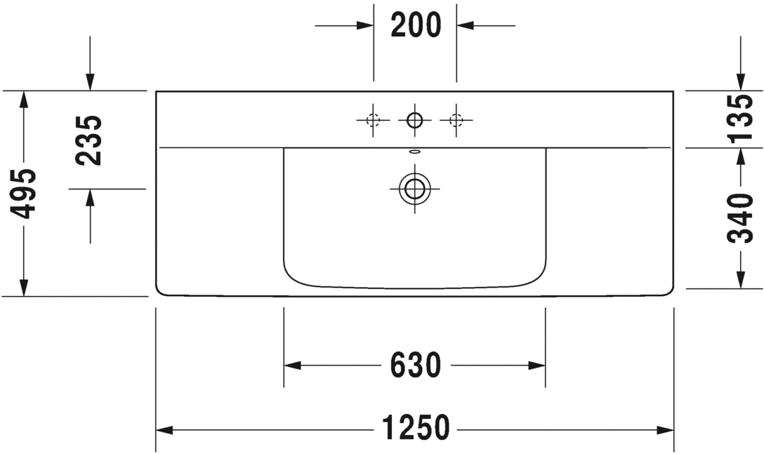 Раковина подвесная Duravit P3 comforts 2332120000 125х49см (изделие снято с производства)