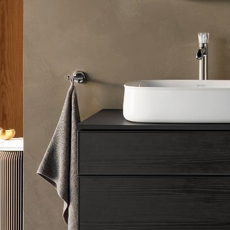 Тумба подвесная с вырезом под раковину слева DURAVIT ZENCHA ZE4826064800000 550 мм х 1300 мм х 442 мм, с 4 выдвижными ящиками, белое стекло/графит суперматовый
