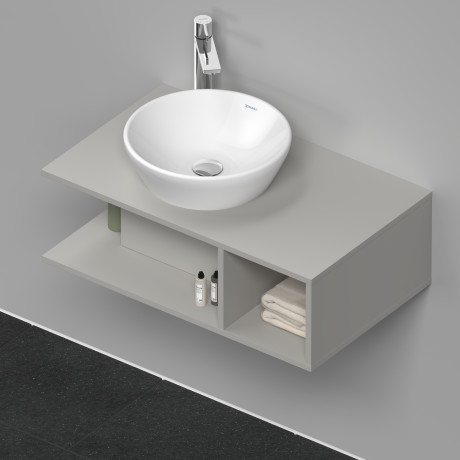 Тумба подвесная под раковину DURAVIT D-Neo DE491800707 800 мм х 480 мм, с консолью, с открытой полкой справа, бетонно-серый матовый