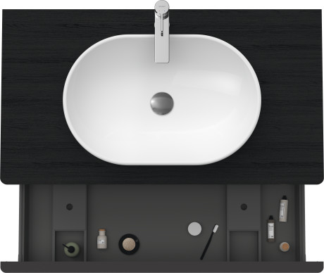 Тумба подвесная под раковину DURAVIT D-Neo DE494801616 1000 мм х 550 мм, с 1 выдвижным ящиком и консолью, чёрный дуб