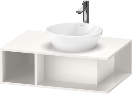 Тумба подвесная под раковину DURAVIT D-Neo DE495802222 800 мм х 550 мм, с консолью, с открытой полкой слева, белый глянцевый