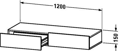 Полка Duravit DuraStyle DS827104343 с двумя выдвижными ящиками, базальт матовый