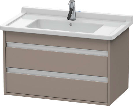 Тумба подвесная под раковину Duravit Ketho 6644 43 с двумя выдвижными ящиками, базальт матовый