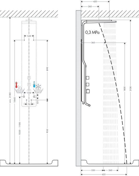 Душевая панель Hansgrohe Raindance Lift 27008000 матовый хром
