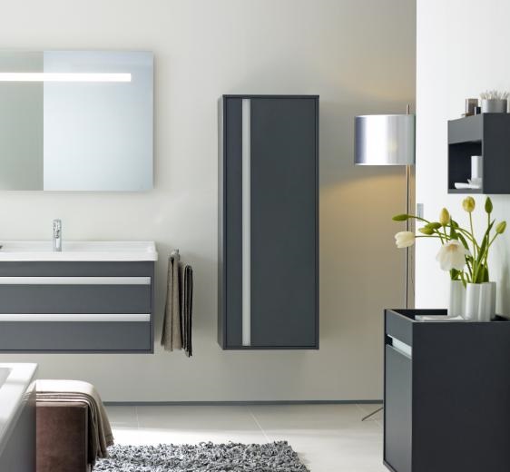 Шкаф высокий Duravit Ketho 1267 R 49 правый, с тремя полками, графит матовый