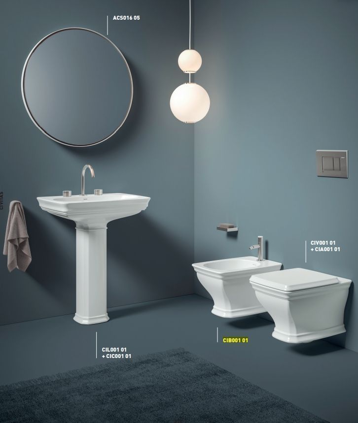 Биде повдесное ARTCERAM CIVITAS CIB001 01 00 360 мм х 540 мм, с отверстием под смеситель, с переливом, с креплением, белое глянцевое