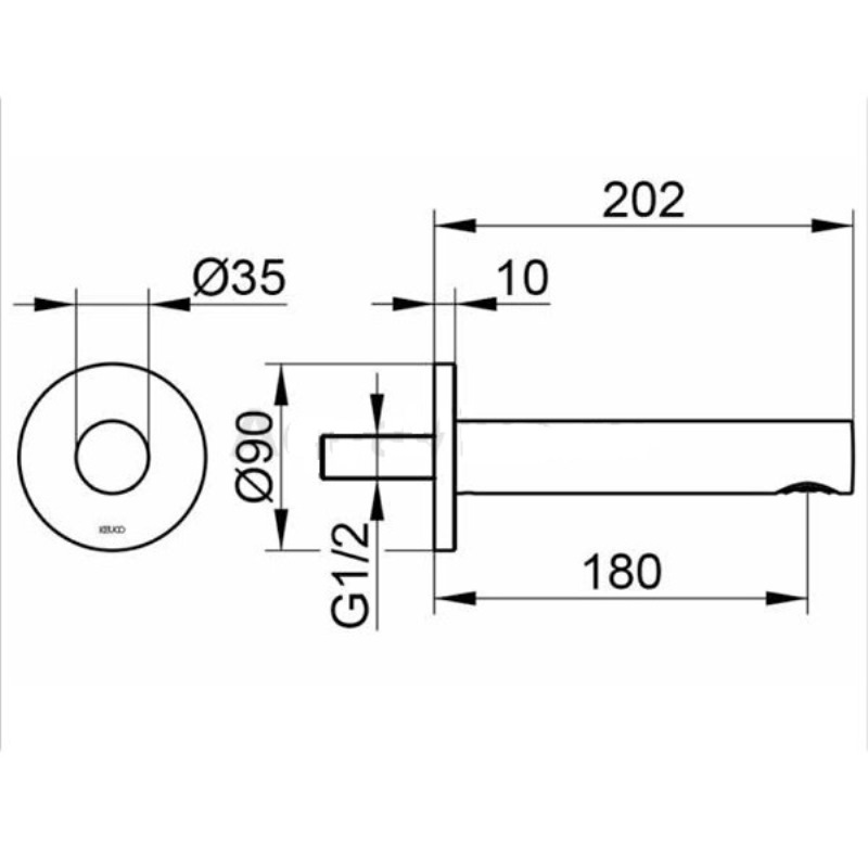 Излив для ванны Keuco IXMO 59545 010101 202 мм круглое основание хром