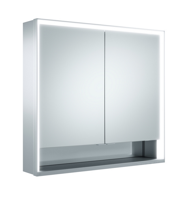 Зеркальный шкаф с подсветкой для настенного монтажа KEUCO Royal Lumos 14302 171303 165х800х735 мм, цвет Алюминий серебристый анодированный/Белый