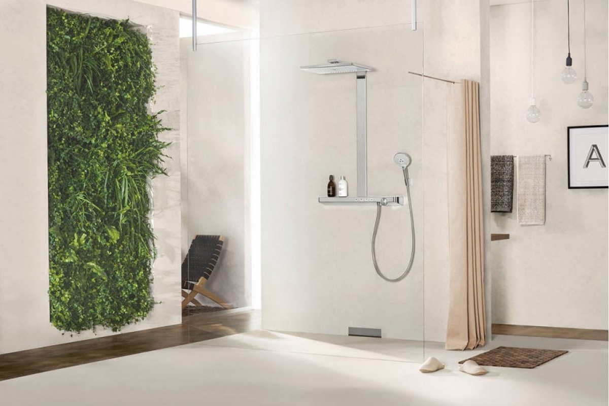 Душевая панель Hansgrohe Rainmaker Select 27109400 Showerpipe 460 2jet с термостатом белый/хром
