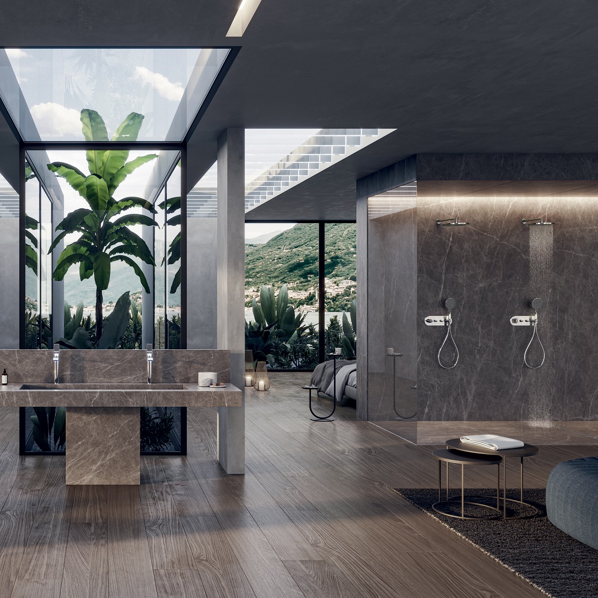 Верхний душ BOSSINI Apice H70430I.094 280 мм, с настенным кронштейном 400 мм, никель шлифованный