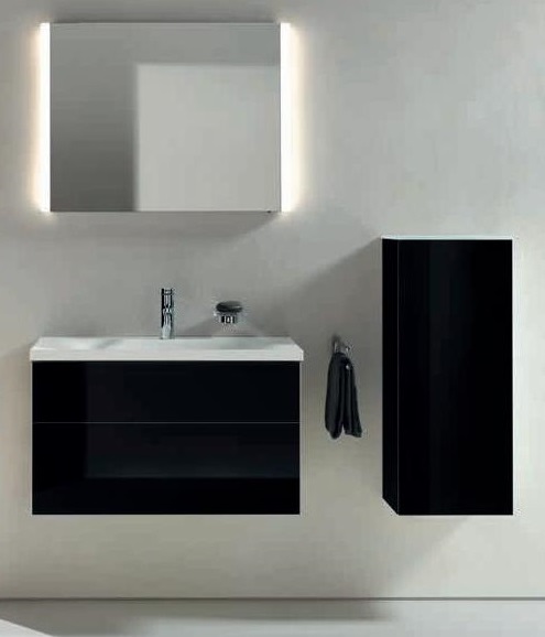 Средний шкаф Keuco Royal Reflex 34020 570002 корпус матовый лак/фасад стекло черный