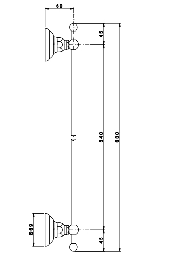 Полотенцедержатель NICOLAZZI ACCESSORI 1486CR 600 мм, хром
