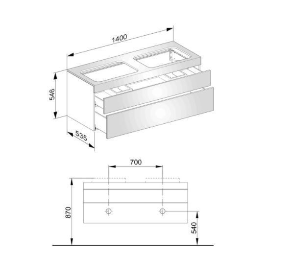 Тумба подвесная под раковину KEUCO EDITION 11 31575 390000 без отверстия под смесители, с четырьмя выдвижными фронтами, корпус/фасад структурный лак, антрацит